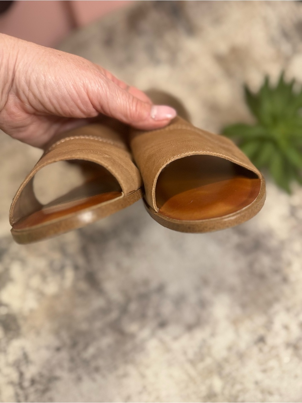 Sole Society Taupe Crossover Leather Slide Sandals - Picture 4 of 7